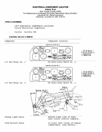 Toyota Corolla 4WD Electrical Components Locations - pag. 22